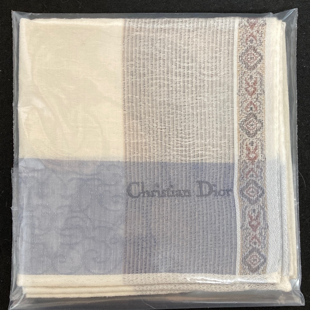 Dior Blue and Cream Patterned Scarf